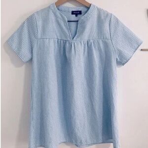 Roolee blue and white checkered top